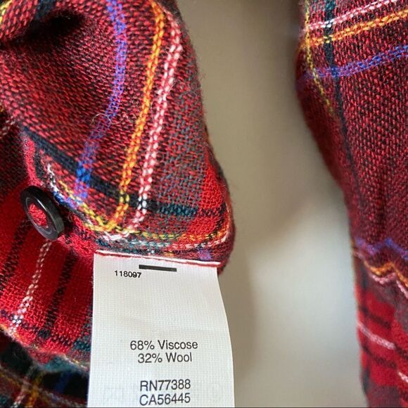 NWOT-MADEWELL Tartan Wool Blend Button Down - Picture 10 of 11